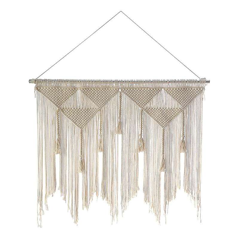 Macrame Wall Hanging Tapestry, Beige White (wood Stick Not Included)