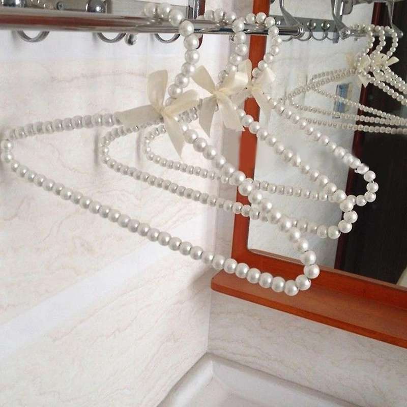 10pc Clothes Hanger Plastic Pearl Drying Rack Wardrobe Organizer