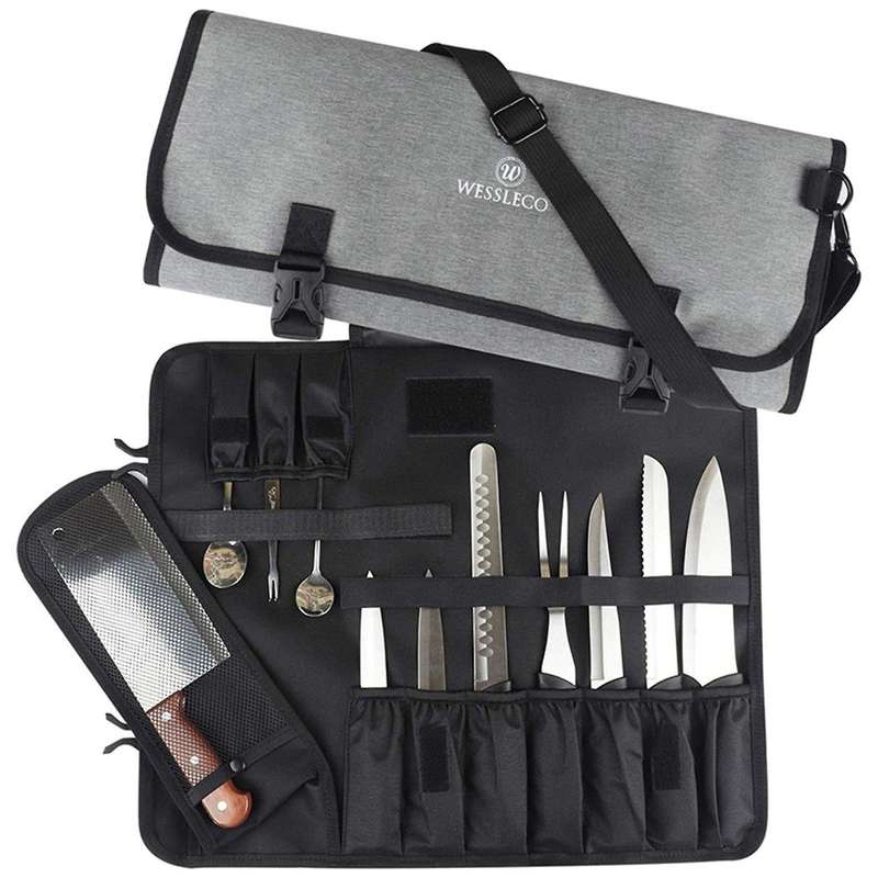 Wessleco 2x Chef Knife Bag Roll Bag Carry Case Bag