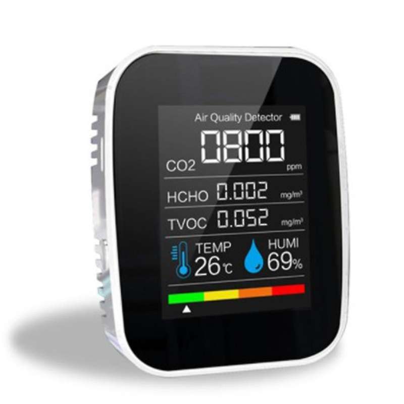 5in1 Co2 Meter Digital Humidity Tester Air Quality Detector (white)