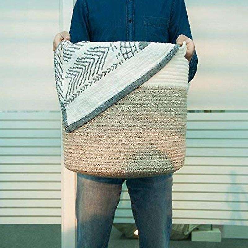 Large Cotton Rope Basket Baby Laundry Basket Woven Blanket Basket