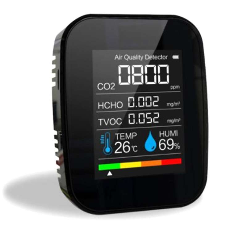 5in1 Co2 Meter Digital Humidity Tester Air Quality Detector (black)