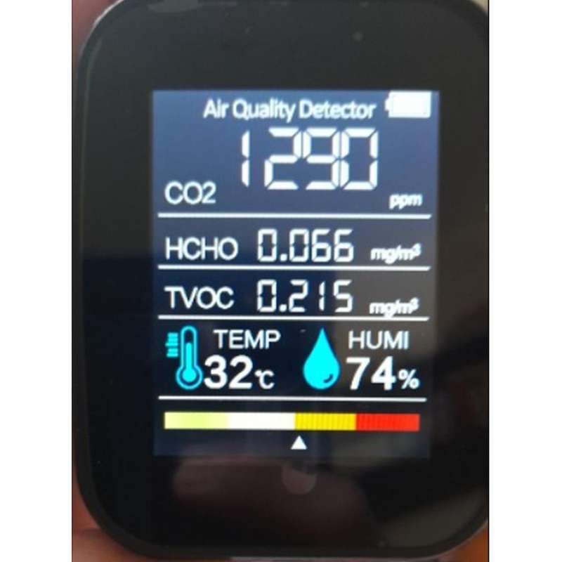 5in1 Co2 Meter Digital Humidity Tester Air Quality Detector (black)