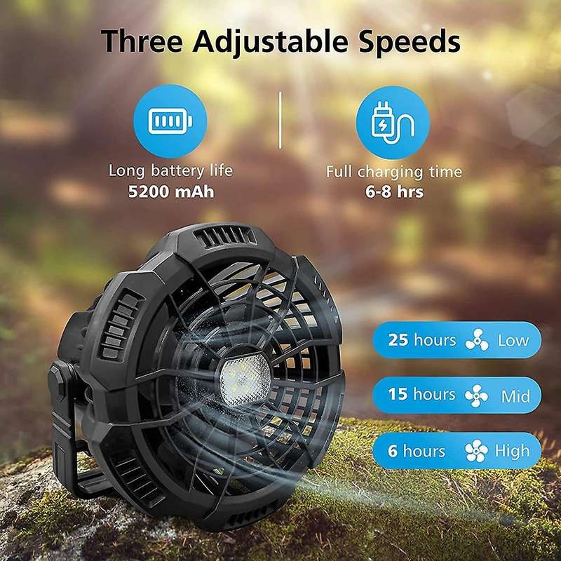Portable Camping Fan Rechargeable,with Led Light,remote Control Fan