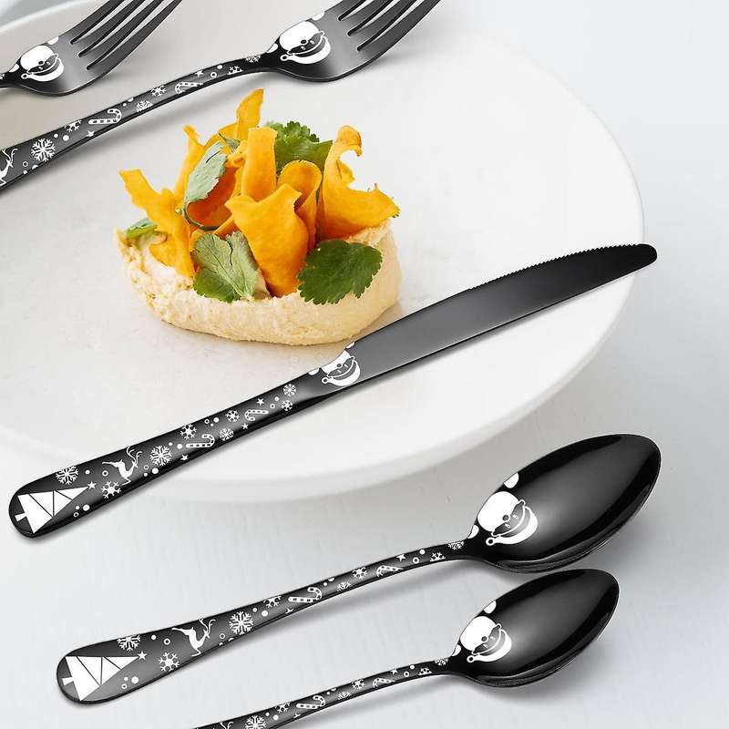 Black Silverware Set,20 Piece Stainless Steel Flatware Set for 4-a