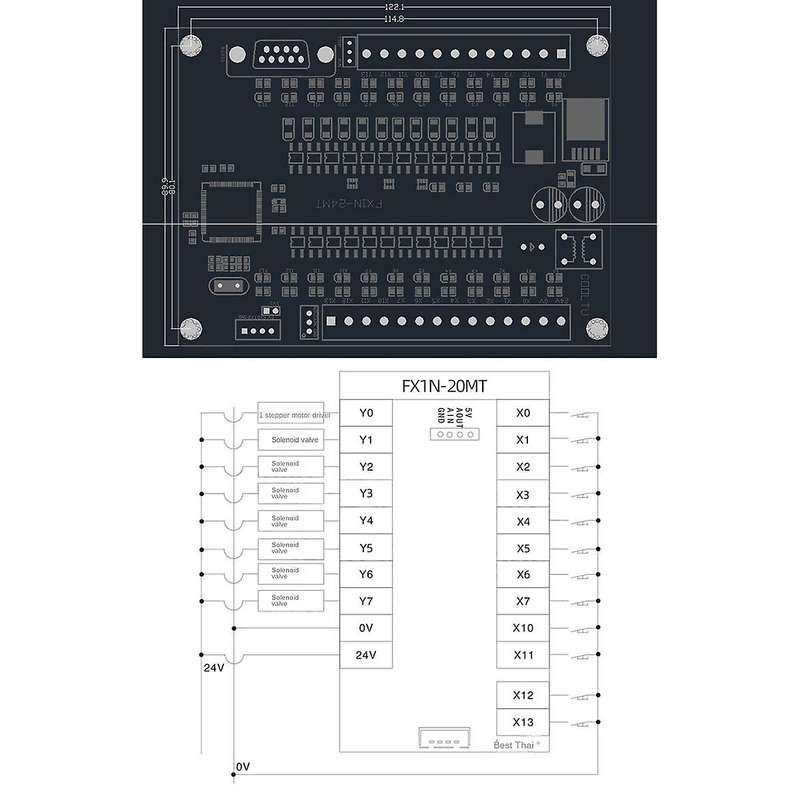 Plc Industrial Control Board Fx1n-24mt Relay Module Delay Module