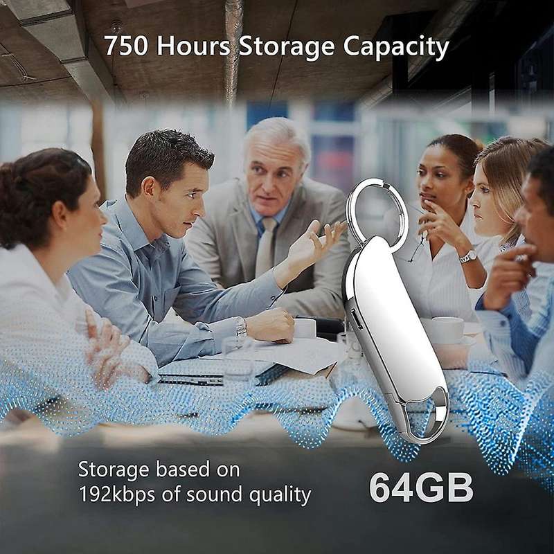 64gb Recorder Keychain Recorder with Playback Headphones Rechargeable