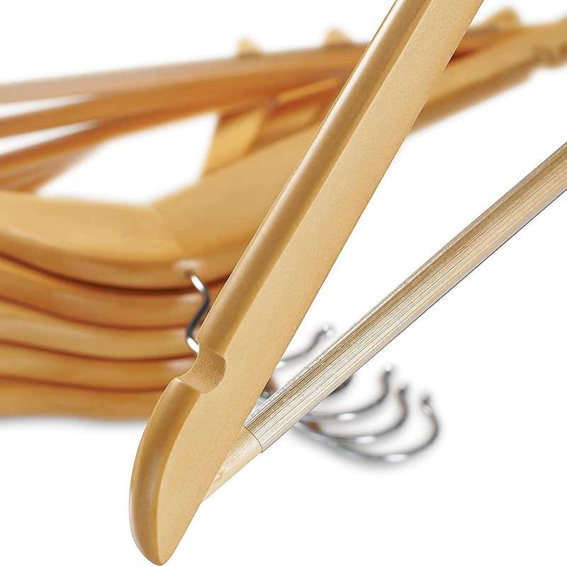 Solid Wood Hangers 12 Pack 360 Degree Chrome Hook Wooden Hangers