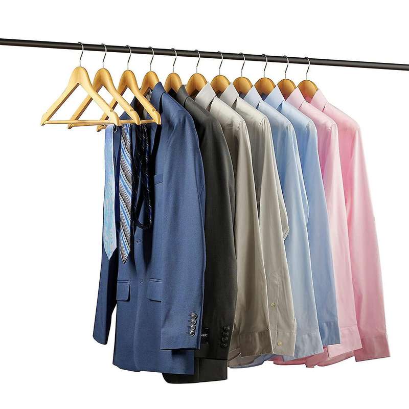 Solid Wood Hangers 12 Pack 360 Degree Chrome Hook Wooden Hangers