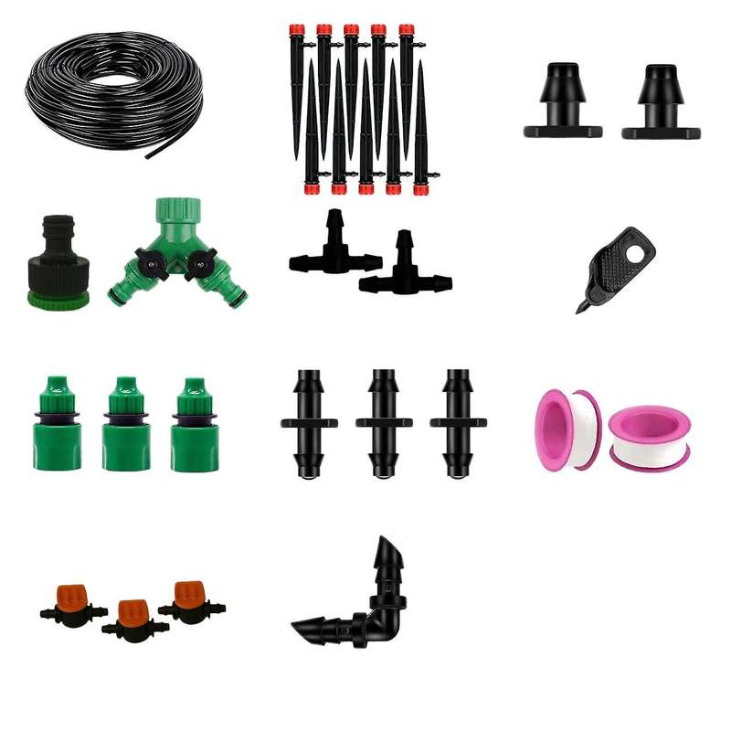 131 Ft 1/4inch Hose Drip Irrigation System Adjustable Sprinkler Kit