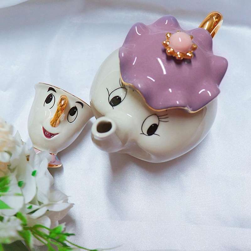 Cartoon Beauty and The Beast Teapot Mug Mrs Potts Chip Tea Pot Cup