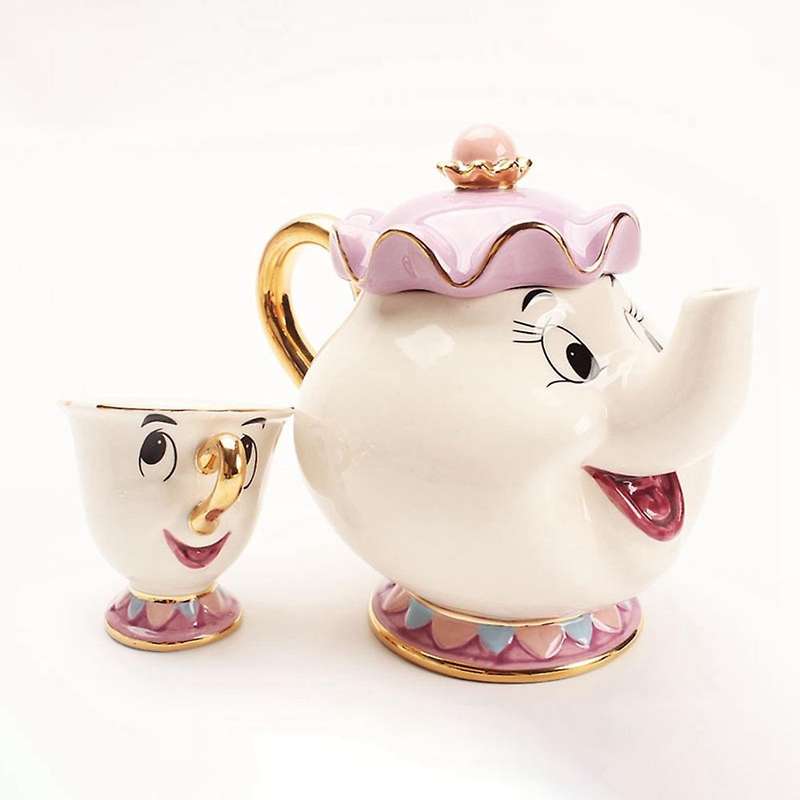 Cartoon Beauty and The Beast Teapot Mug Mrs Potts Chip Tea Pot Cup
