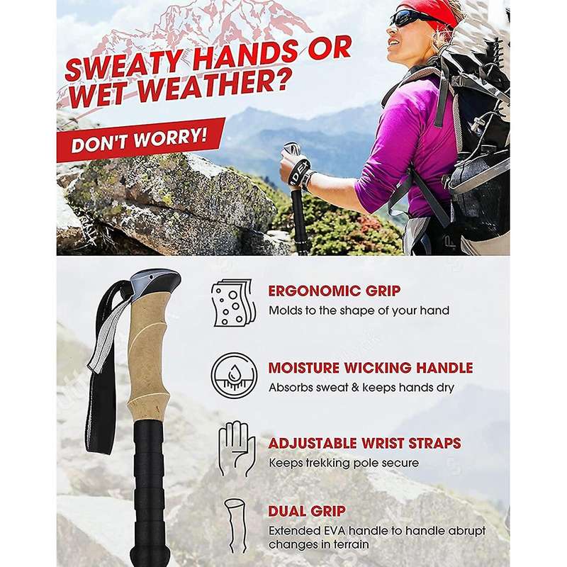 Trekking Poles for Hiking Collapsible - Folding Hiking Pole Pairs