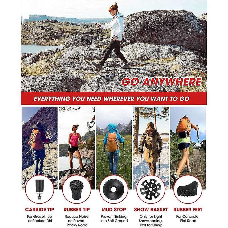 Trekking Poles for Hiking Collapsible - Folding Hiking Pole Pairs