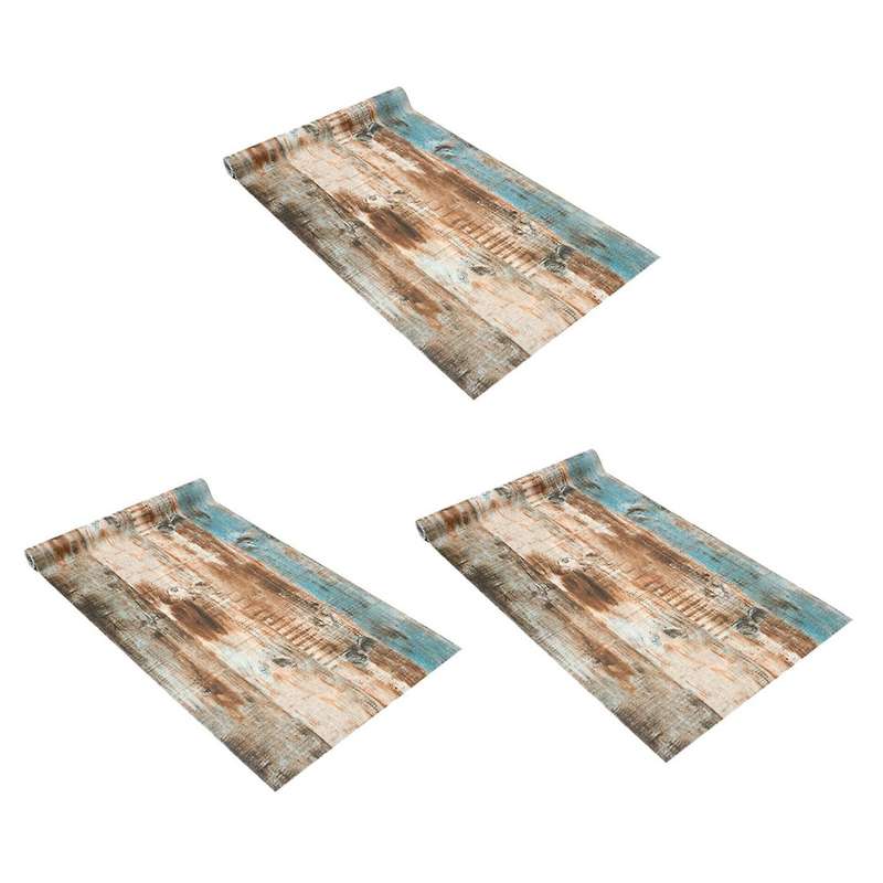 6m Vinyl 3d Rustic Wood Plank Self Adhesive Wallpaper Wall Stickers