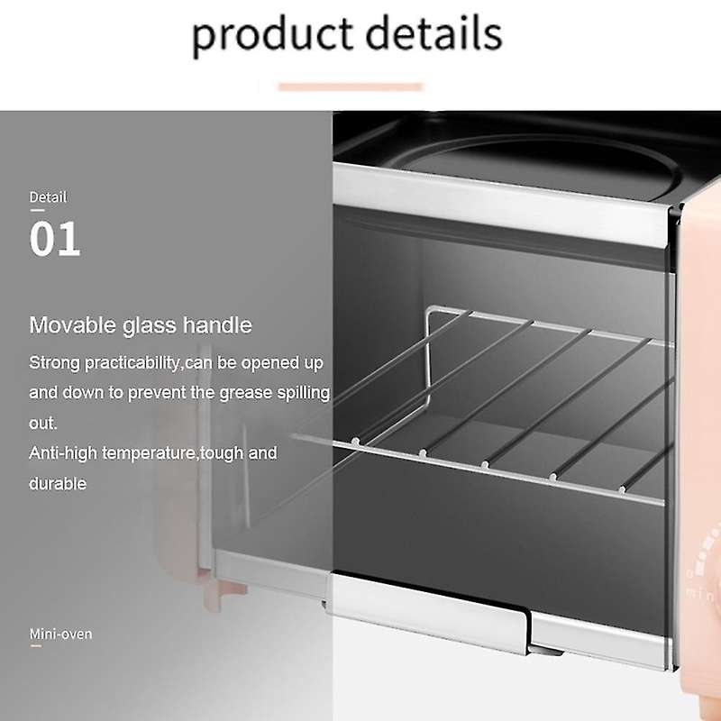 Electric Oven Toaster Cake Baking Machine Frying Pan Eu Plug Black