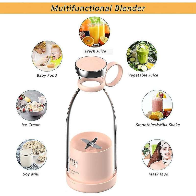 Personal Size Blender, Battery Powered Usb Blender Pink