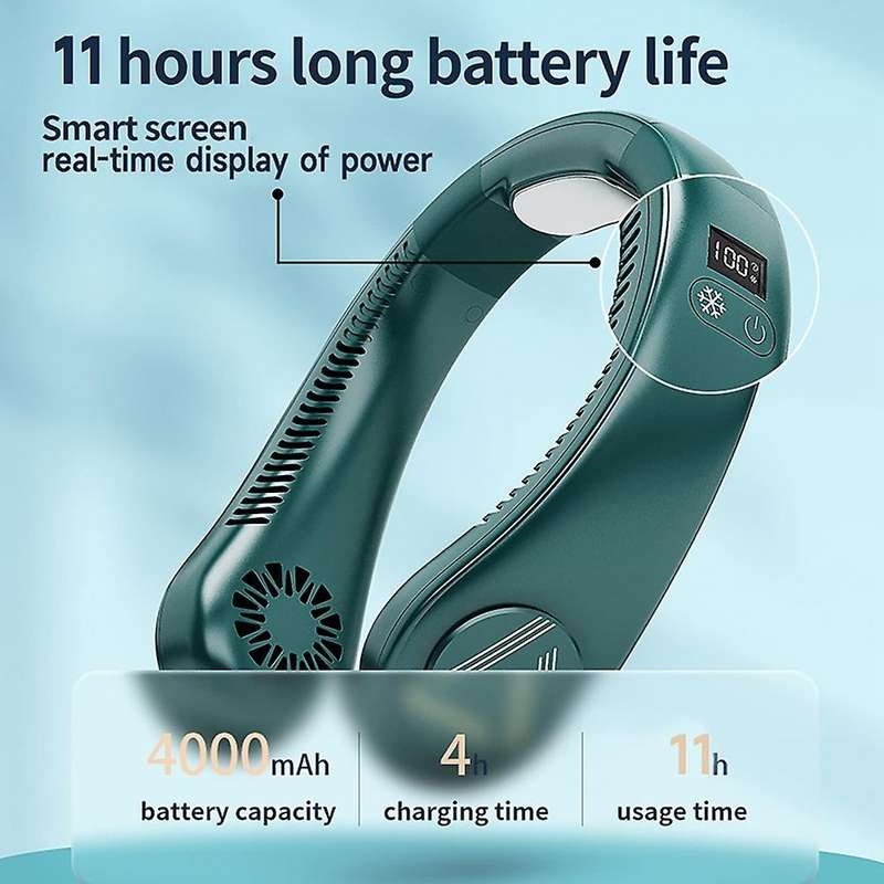 Neck Cooler Refrigeration Airneck Cooling Hanging Neck Fan Green