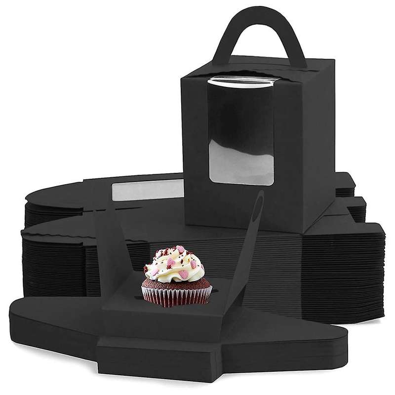 50pcs Individual Cupcake Containers,cupcake Boxes,black