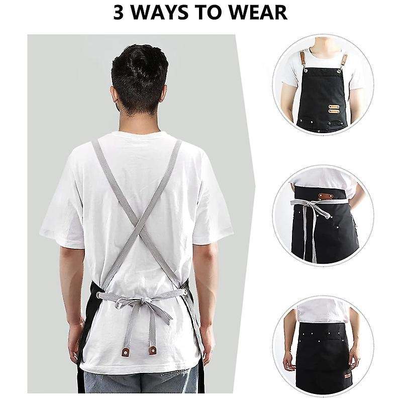 Chef Apron-cross Back Apron for Men Women,cooking Aprons (black)
