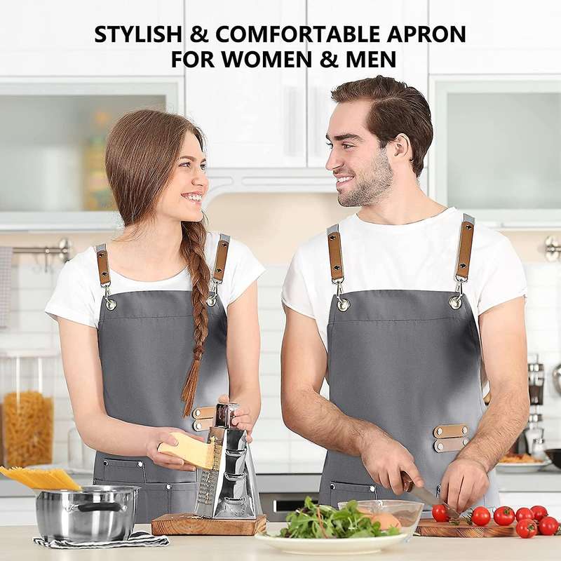 Chef Apron-cross Back Apron for Men Women,cooking Aprons (black)