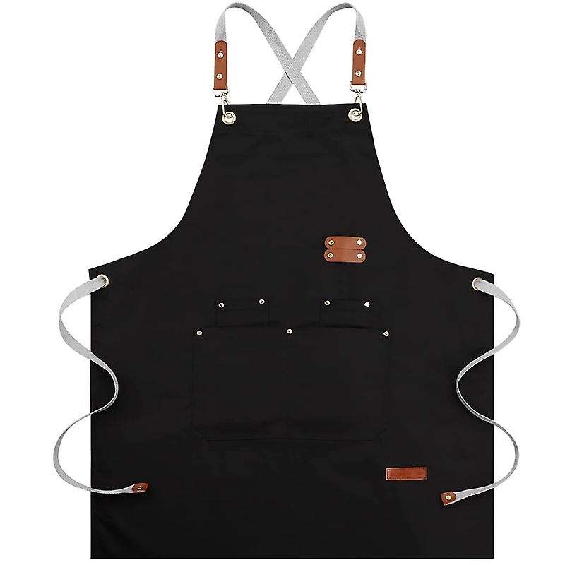 Chef Apron-cross Back Apron for Men Women,cooking Aprons (black)