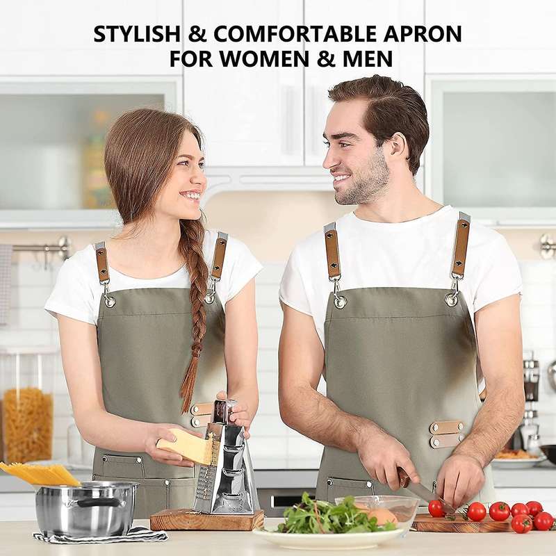 Chef Apron-cross Back Apron for Men Women,cooking Aprons (black)
