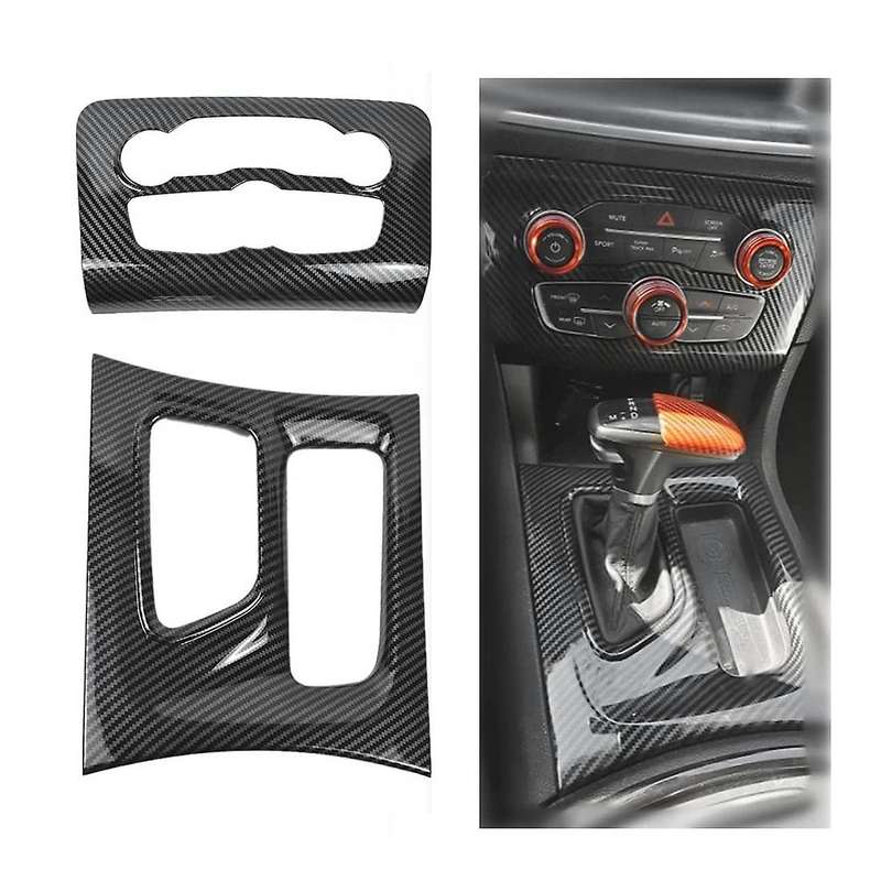 2pcs Carbon Fiber Central Control Air Conditioning A/c + Shift Panel