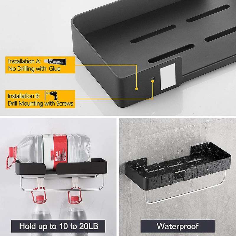 2pcs Shower Tray without Drilling Holes,bathroom Kitchen Wall Rack