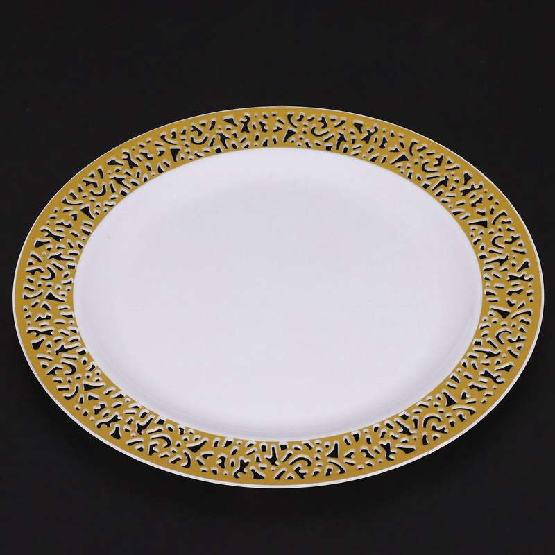 Gold Disposable Plastic Plates -lace Design Party 50pack-7.5inch