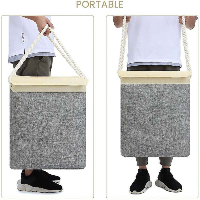 Large Laundry Basket with Lid, Collapsible Linen Laundry Hamper -c