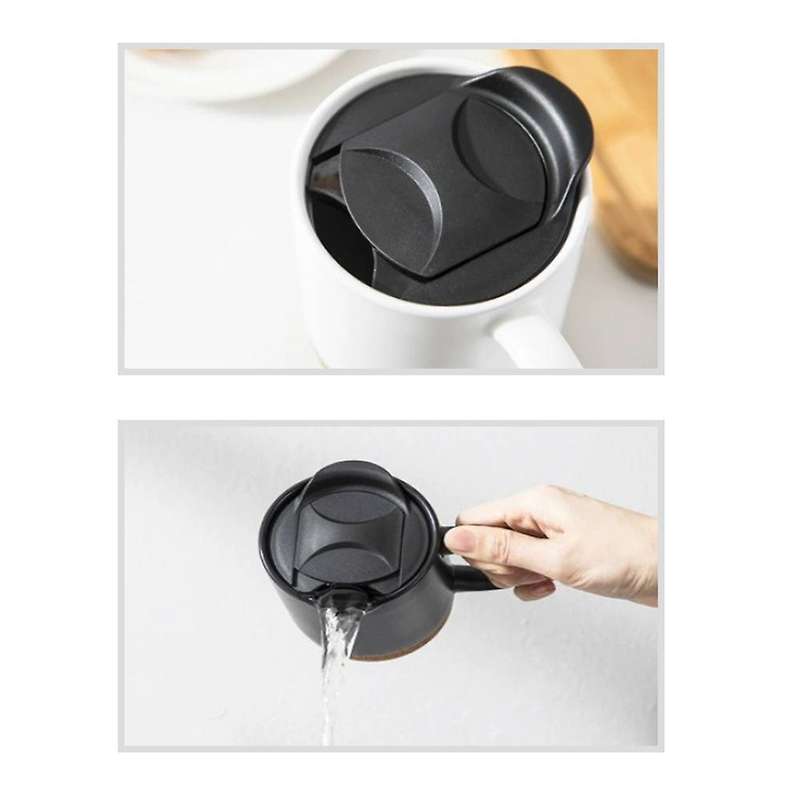 2-piece Coffee Cup Set, Ceramic Mug with Insulated Cork Bottom Black
