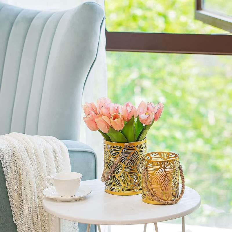4pcs Candle Holders Pillar Gold for Garden, Wedding Home Decor