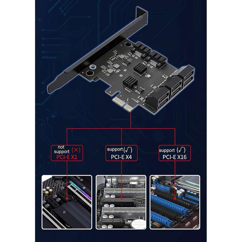 8 Ports Sata 6gbps to Pci Express Controller Card Board for Pc B