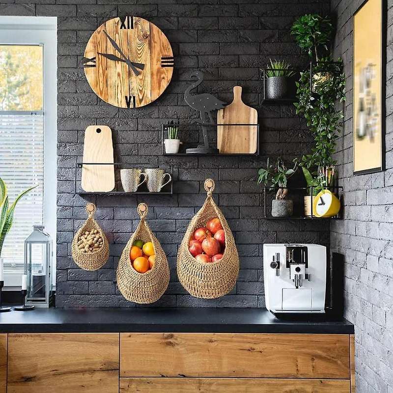 3pcs Boho Hanging Basket, for Fresh Produce Storage, Vegetable Keeper