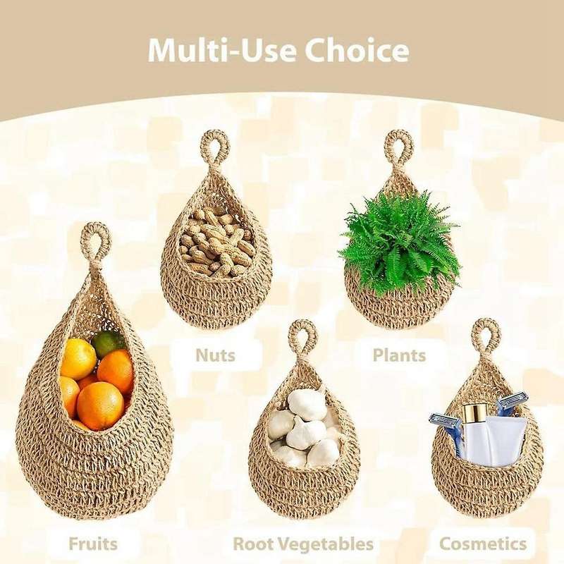 3pcs Boho Hanging Basket, for Fresh Produce Storage, Vegetable Keeper