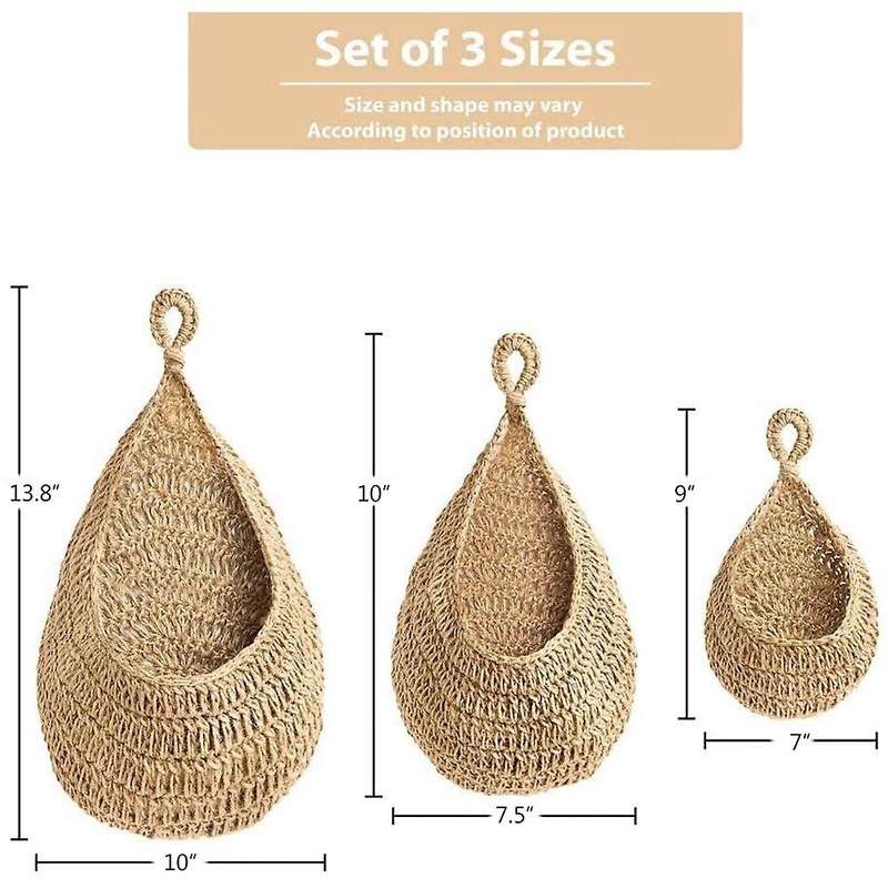 3pcs Boho Hanging Basket, for Fresh Produce Storage, Vegetable Keeper