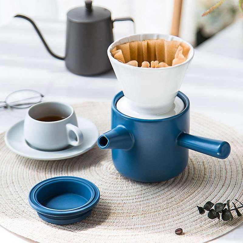 Household Coffee Pot Drip Filter Ceramic Coffee Filter Cup Set Green