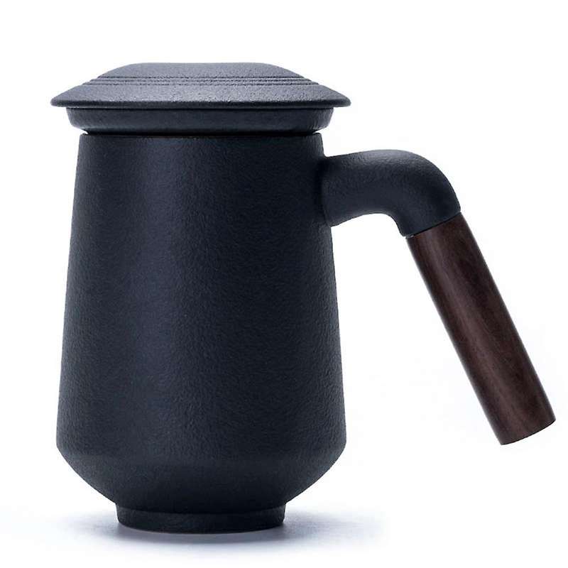 Ceramic Coffee Mug Tumbler Rust Glaze Tea Milk Beer Mug with Wood-c