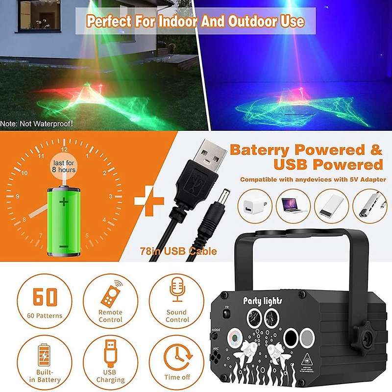 Dj Party Light Stage -northern Light Effect Rgb Lighting,rechargeable