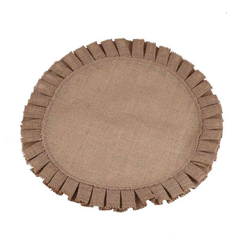 Rustic Farmhouse Burlap Round Placemats Set Of 12, 15 Inches Diameter