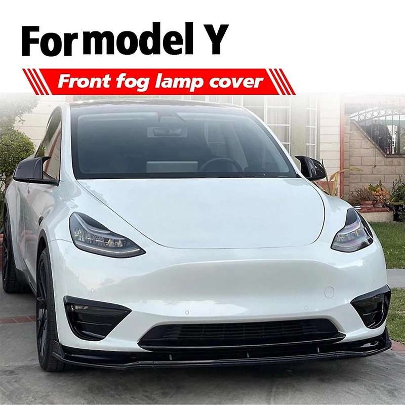 For Tesla Model Y 2021-2022 Car Front Fog Lamp Cover Matte Black