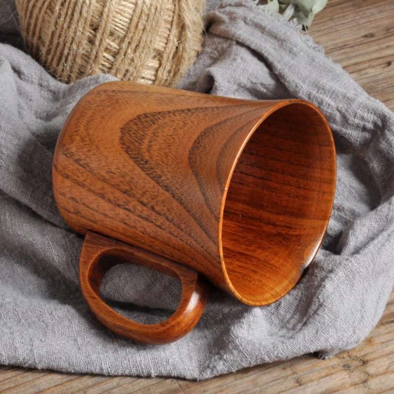 280ml Natural Jujube Wood Cup Coffee Beer Tea Cup Home Decor, 4pcs