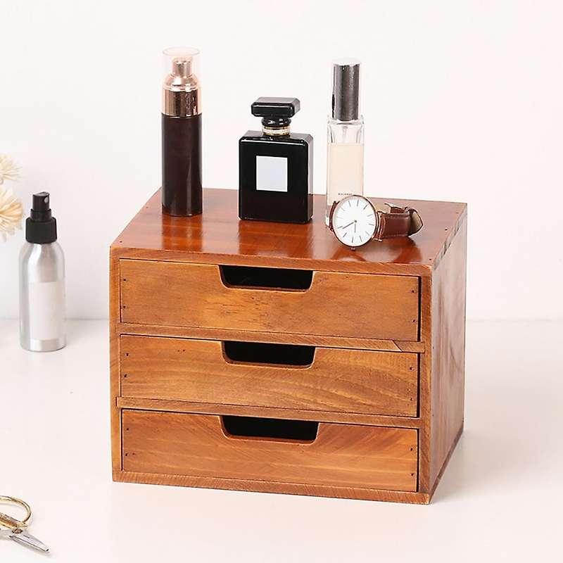 Wooden Desktop Drawer Storage Box Office Desktop Storage Cabinet A