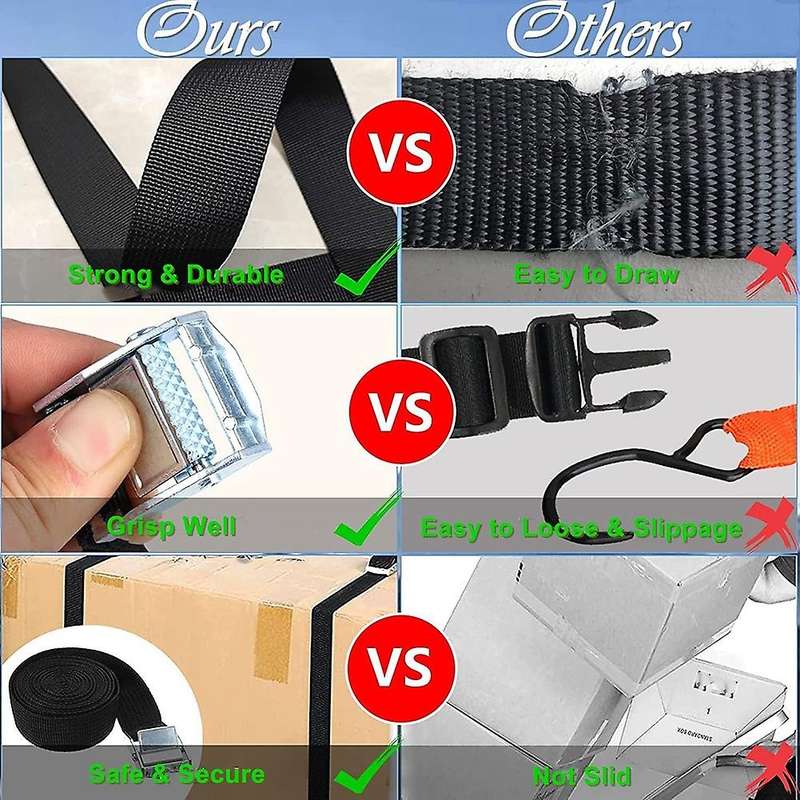 12pcs Lashing Straps 16ft, with Buckles 250lbs for Cargo, Luggage
