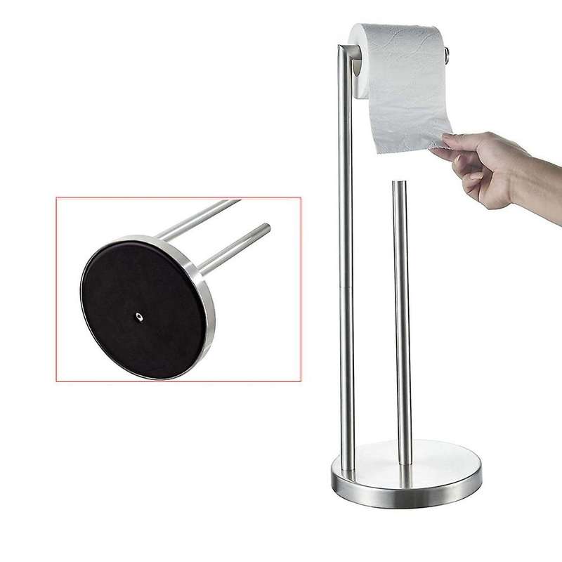 Toilet Paper Holder Free Standing Silver