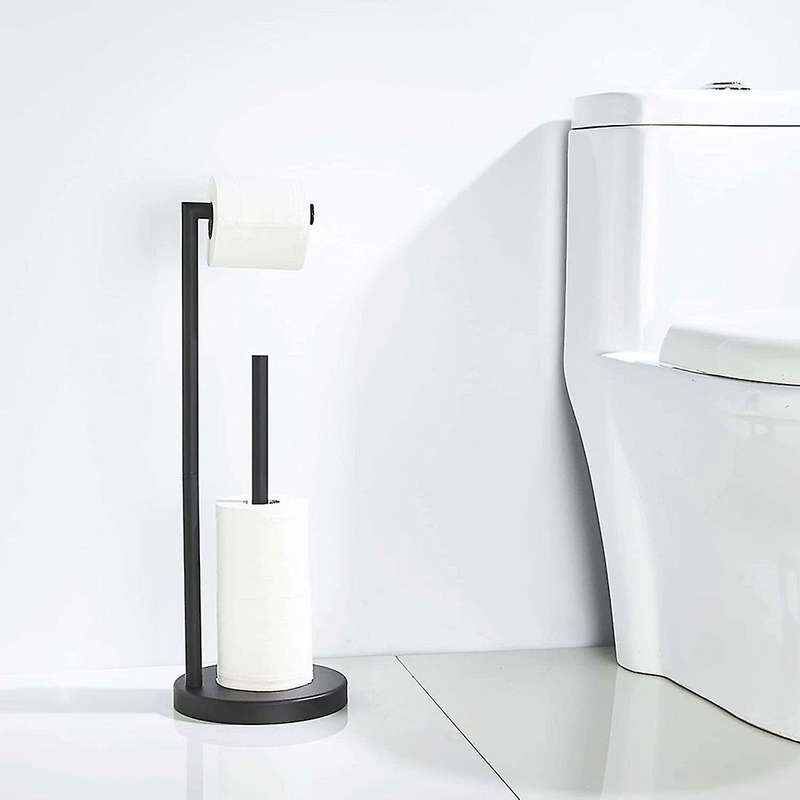 Toilet Paper Holder Free Standing Silver