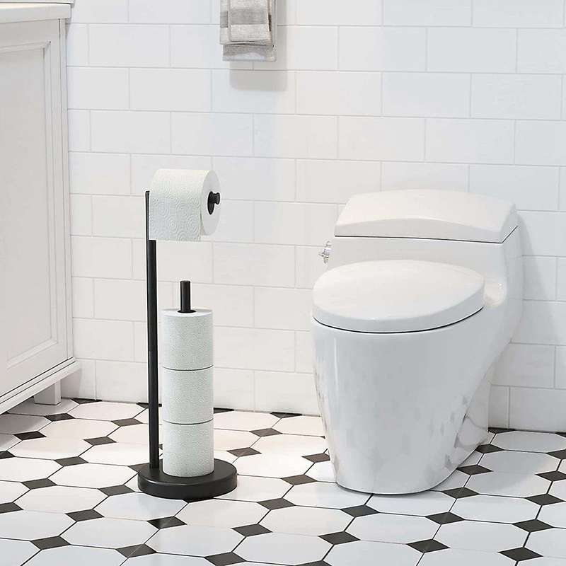Toilet Paper Holder Free Standing Silver