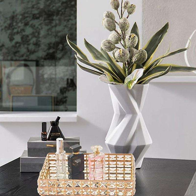 1pc Square Crystal Tray Household Cosmetics Storage Pallet -gold