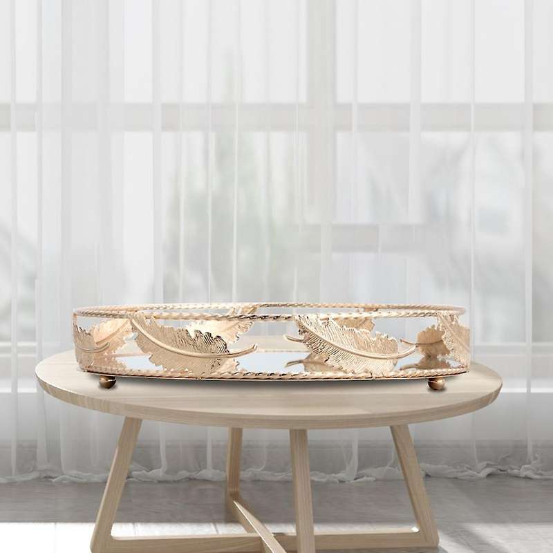 Round Mirror Tray Desktop Cosmetics Jewelry Storage Tray Wedding-s